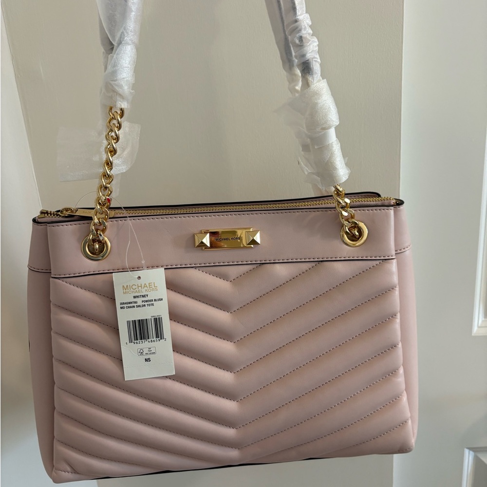 Michael Kors Pink Quilted Whitney Shoulder Bag NWT